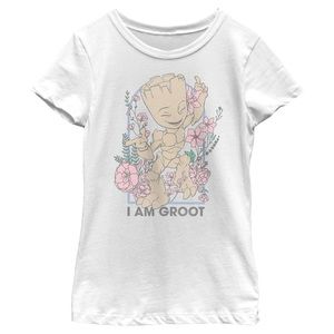 Girls Guardian of the Galaxy Floral “I am Groot” Graphic Tee **NWOT**